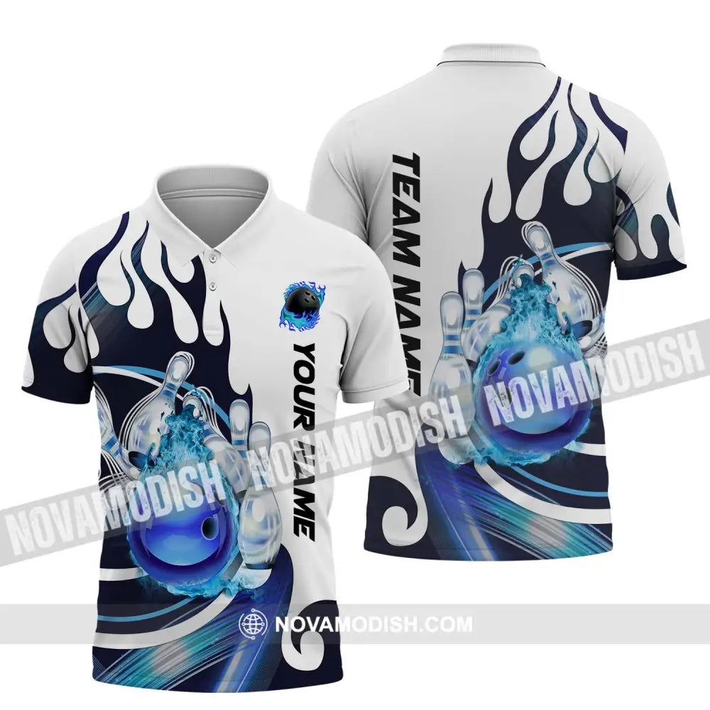Unisex Shirt - Custom Name And Team Name Shirt Ice Bowling Ball Polo Shirt / S T-shirt