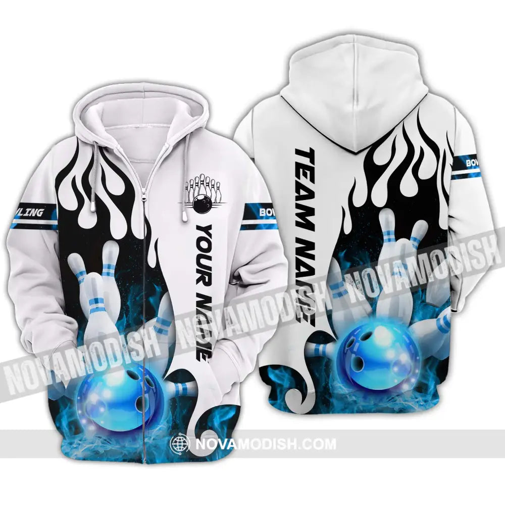 Unisex Shirt - Custom Name And Team Name Shirt Ice Bowling Ball Shirt Zipper Hoodie / S T-shirt