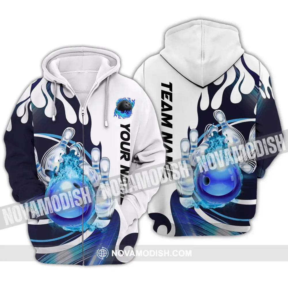 Unisex Shirt - Custom Name And Team Name Shirt Ice Bowling Ball Zipper Hoodie / S T-shirt