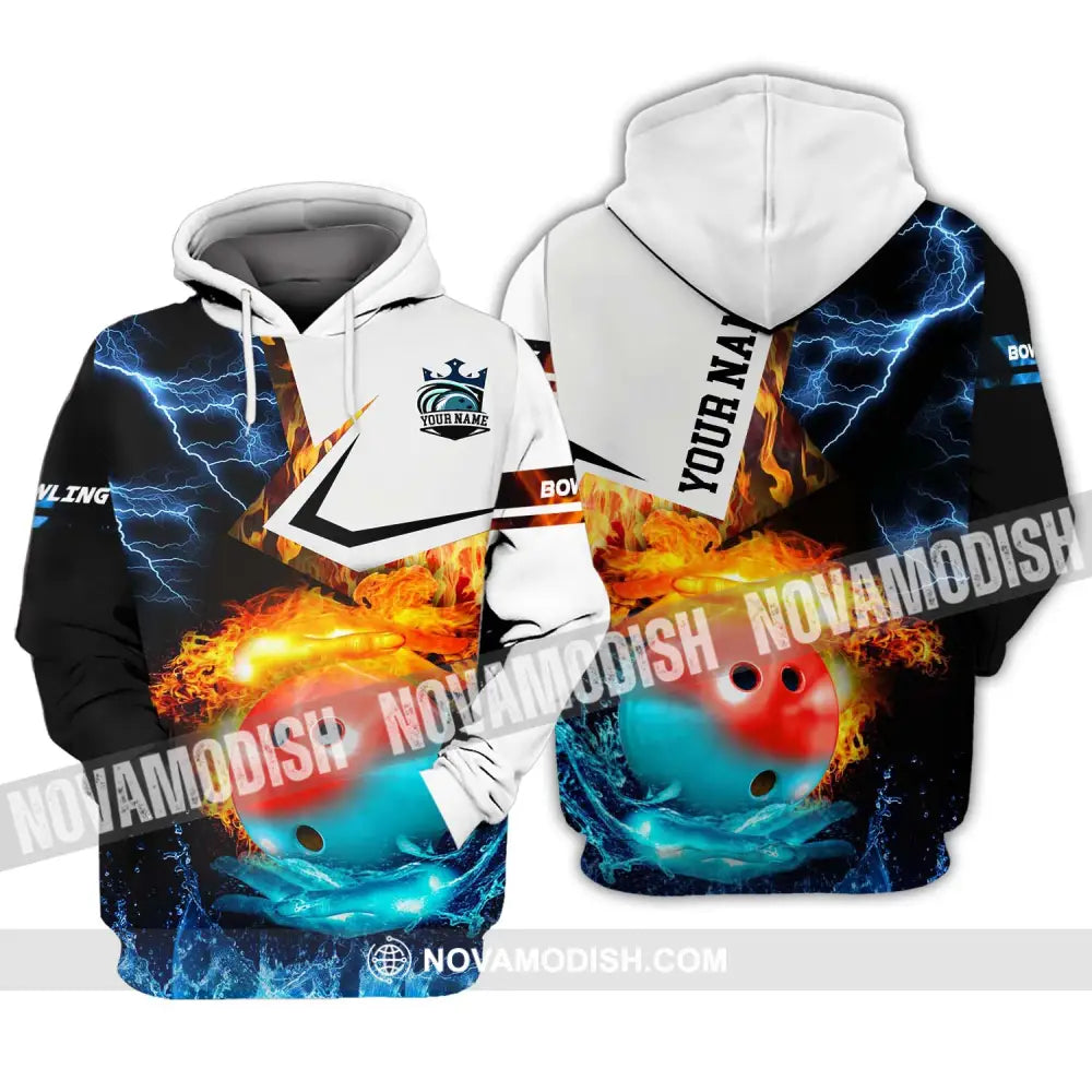 Unisex Shirt - Custom Name And Team Name Shirt Ice Fire Bowling Ball Shirt Hoodie / S T-shirt