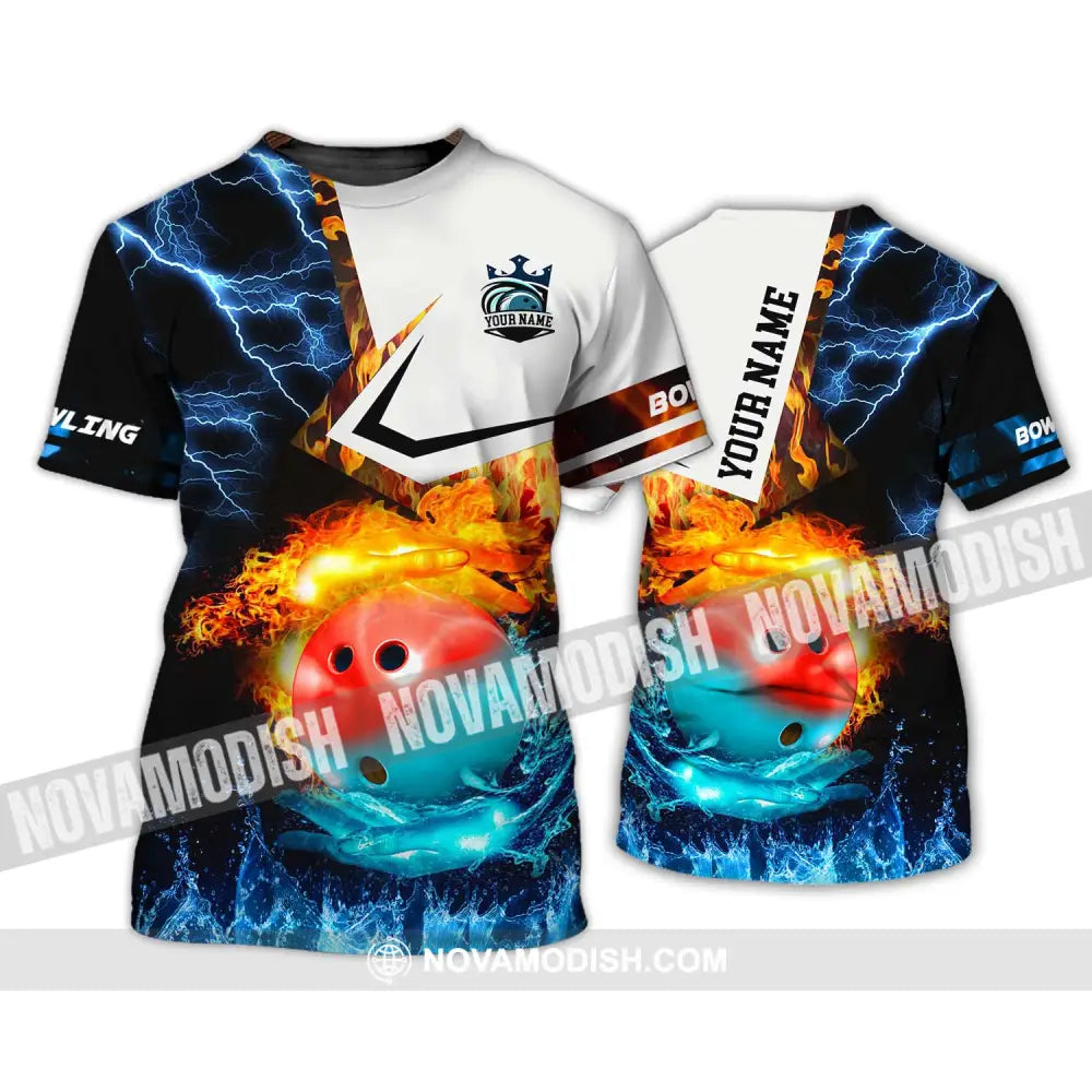 Unisex Shirt - Custom Name And Team Name Shirt Ice Fire Bowling Ball Shirt T-Shirt / S T-shirt