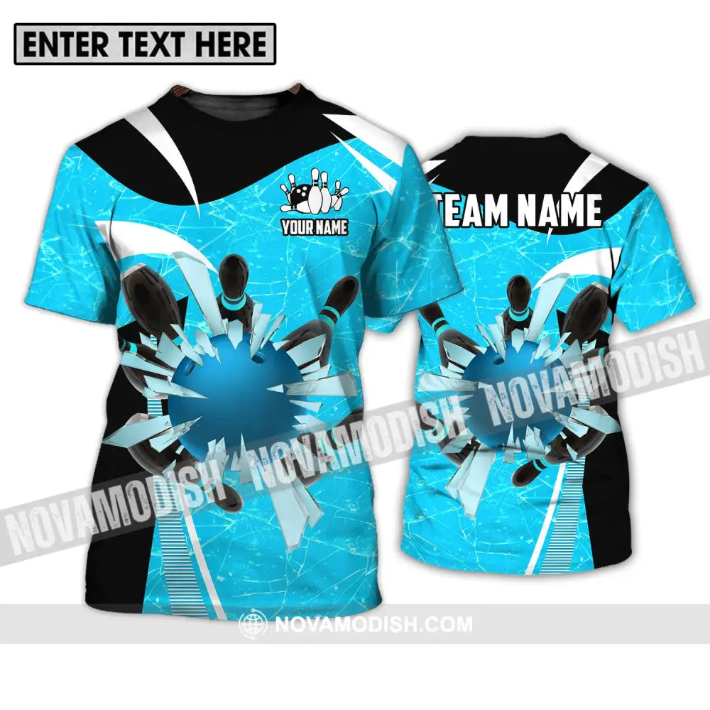 Unisex Shirt - Custom Name And Team Name Shirt Light Blue Pieces Bowling T-Shirt / S T-shirt