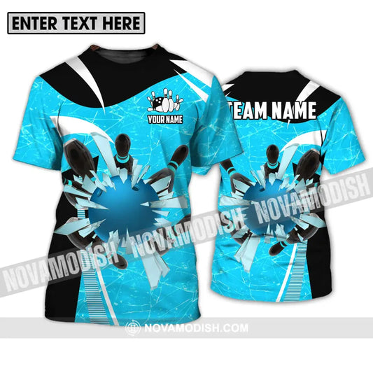 Unisex Shirt - Custom Name And Team Name Shirt Light Blue Pieces Bowling T-Shirt / S T-shirt