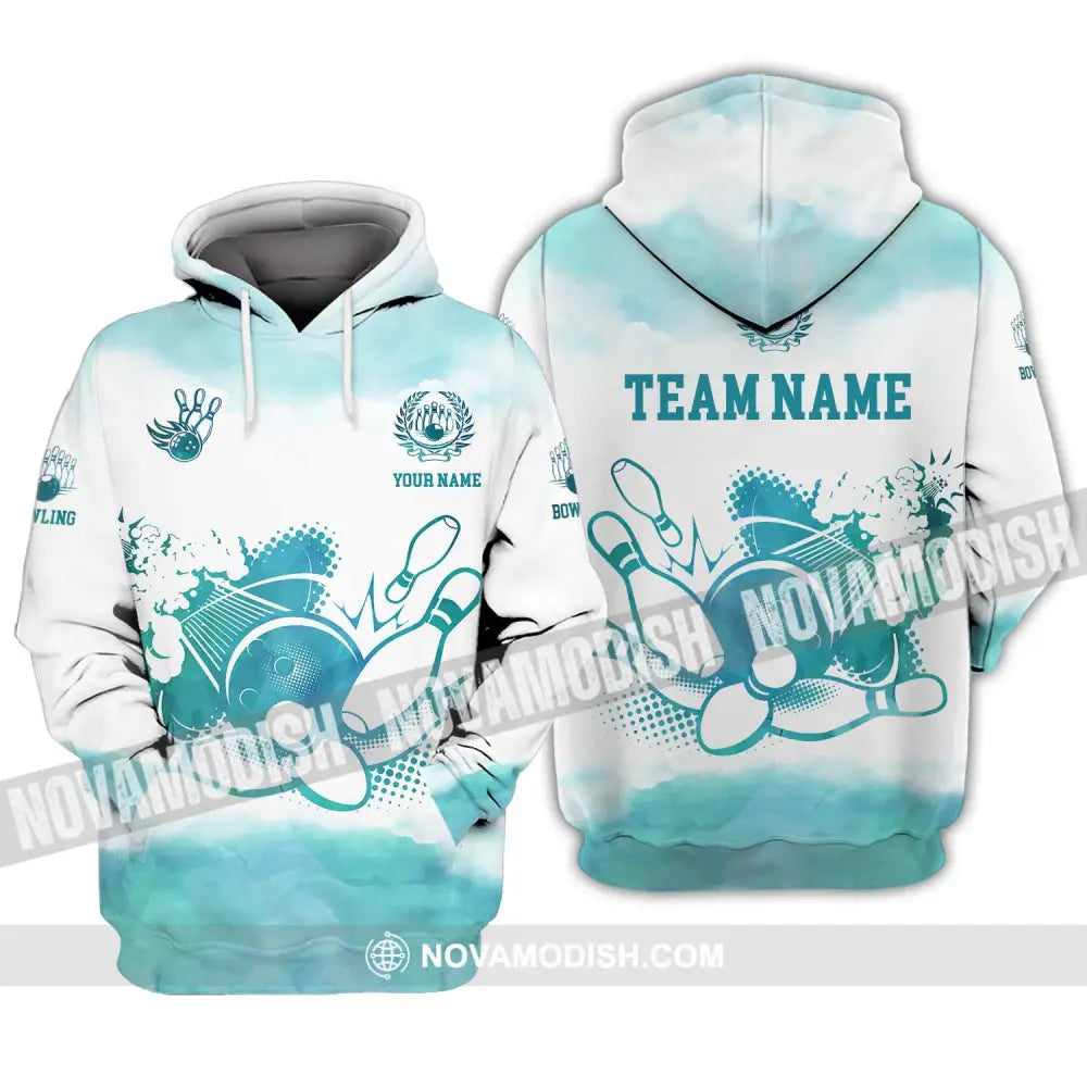 Unisex Shirt - Custom Name And Team Name Shirt Mint Color Bowling Ball And Pins Hoodie / S T-shirt