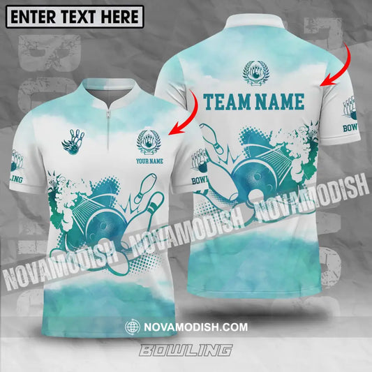 Unisex Shirt - Custom Name And Team Name Shirt Mint Color Bowling Ball And Pins T-shirt