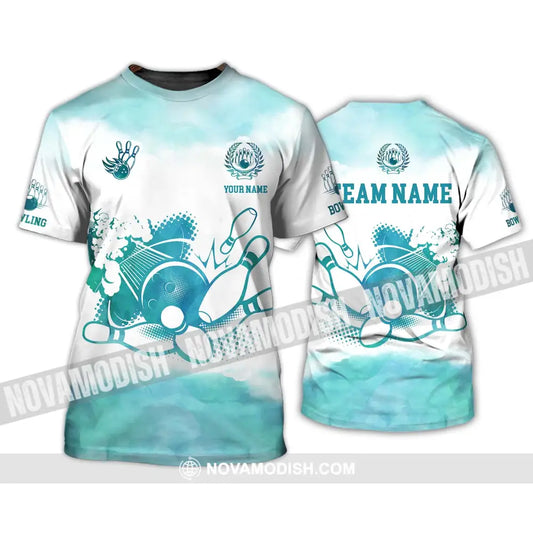 Unisex Shirt - Custom Name And Team Name Shirt Mint Color Bowling Ball And Pins T-Shirt / S T-shirt