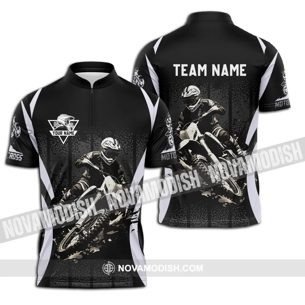 Unisex Shirt - Custom Name And Team Name Motobike Shirt For Player Zipper Polo Shirt / S T-shirt