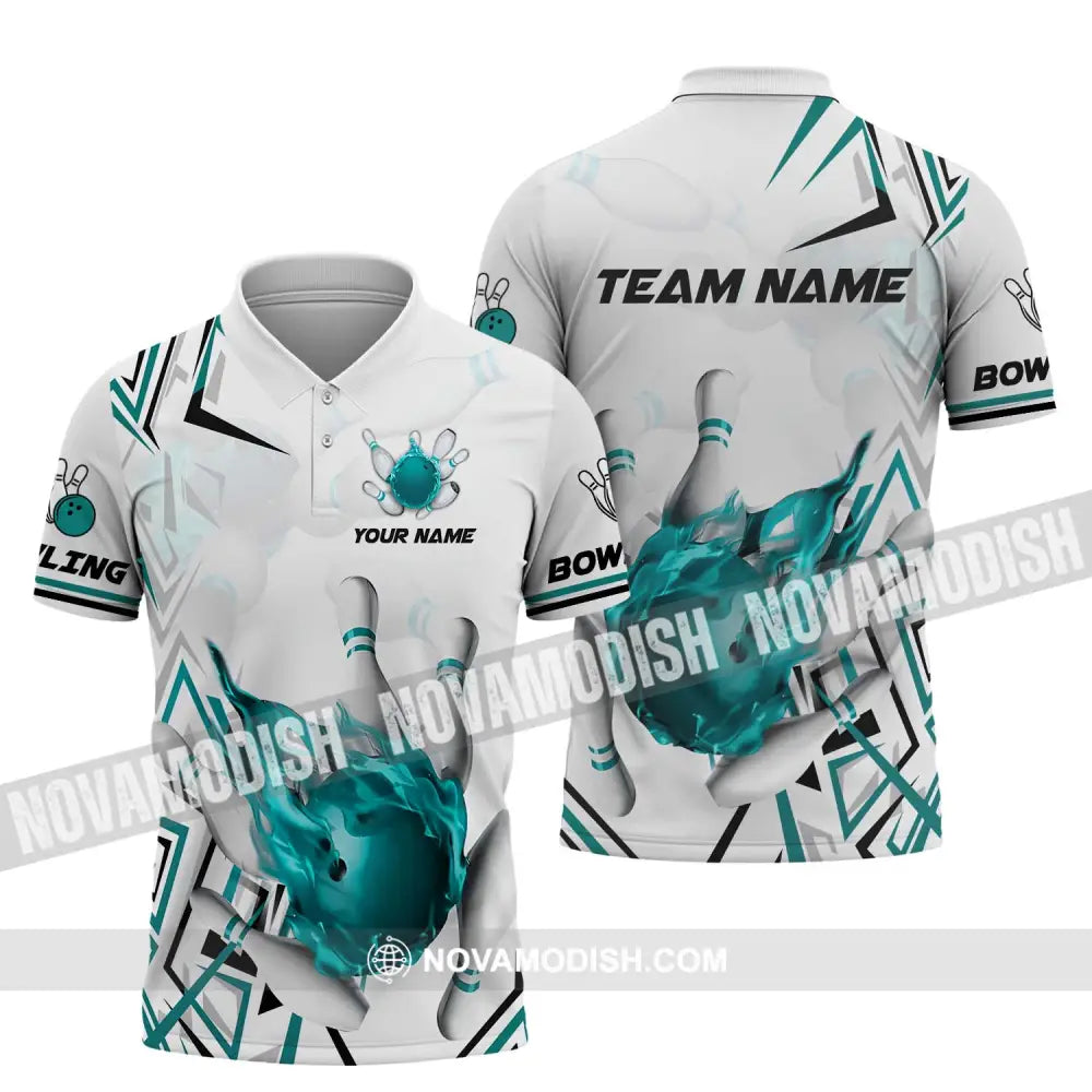 Unisex Shirt - Custom Name And Team Name Shirt Navy Bowling Ball Shirt Polo Shirt / S T-shirt
