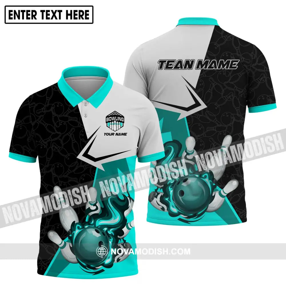 Unisex Shirt - Custom Name And Team Name Shirt Navy Bowling Ball Shirt Polo Shirt / S T-shirt