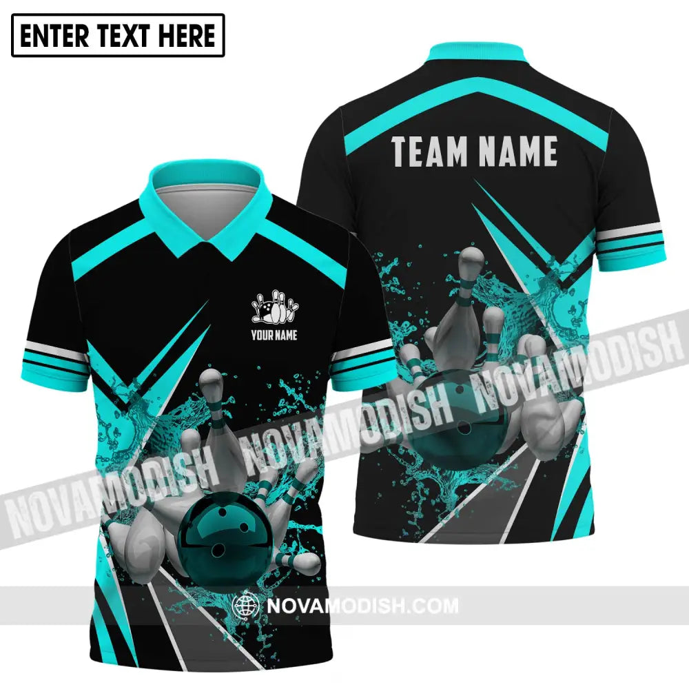 Unisex Shirt - Custom Name And Team Name Shirt Navy Water Bowling Ball Shirt Polo Shirt / S T-shirt