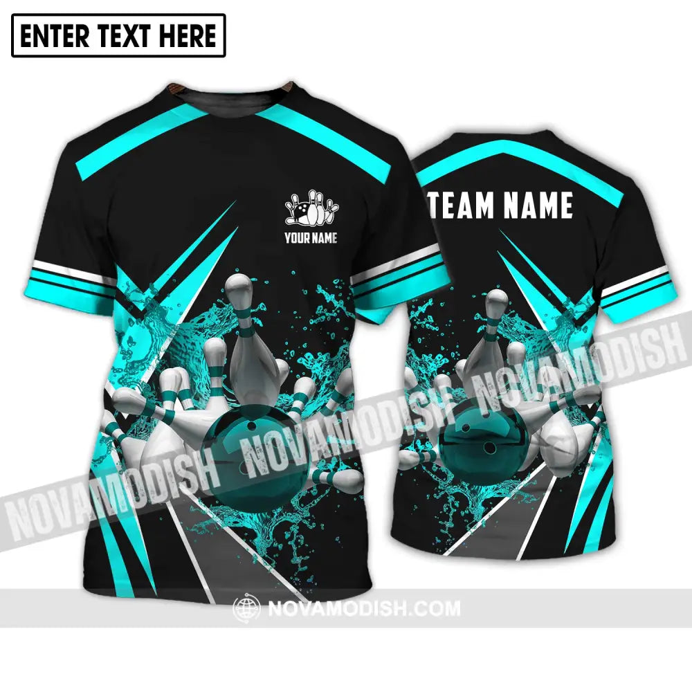 Unisex Shirt - Custom Name And Team Name Shirt Navy Water Bowling Ball Shirt T-Shirt / S T-shirt