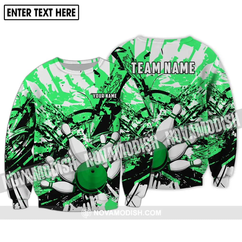 Unisex Shirt - Custom Name And Team Name Shirt Neon Bowling Shirt Long Sleeve / S T-shirt