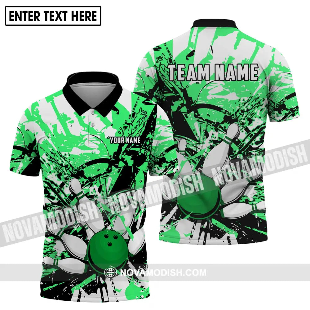 Unisex Shirt - Custom Name And Team Name Shirt Neon Bowling Shirt Polo Shirt / S T-shirt