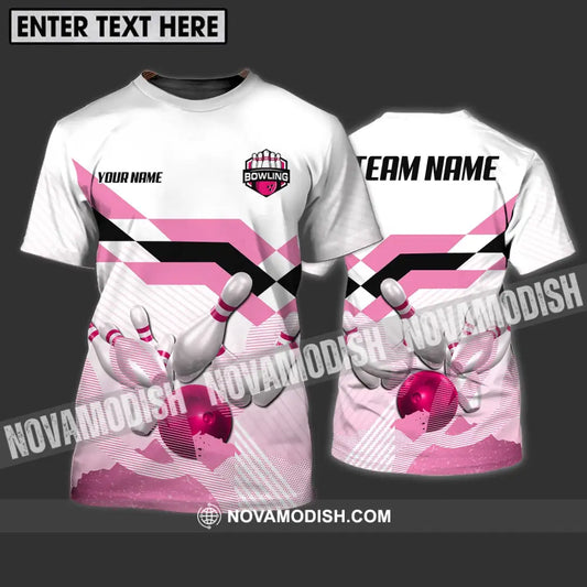 Unisex Shirt - Custom Name And Team Name Shirt Pink Bowling Ball And Pins T-Shirt / S T-shirt