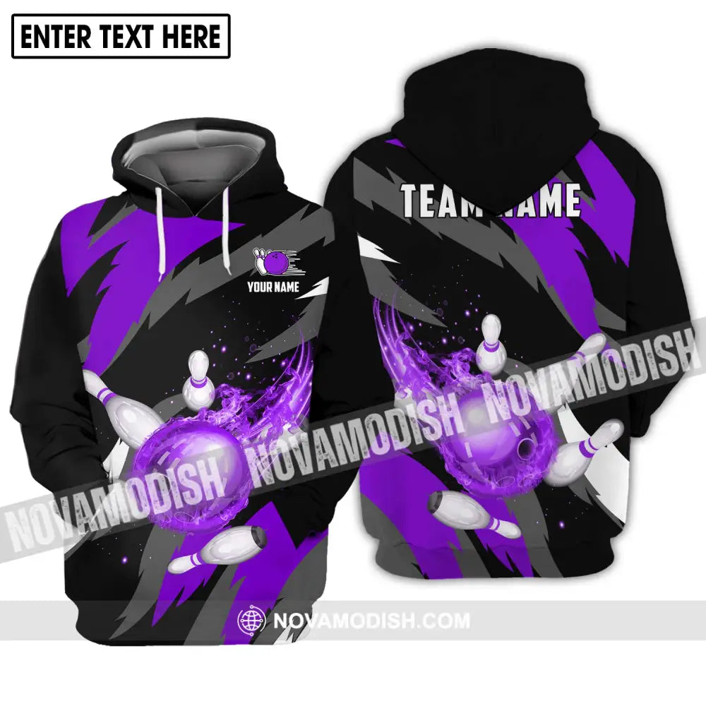 Unisex Shirt - Custom Name And Team Name Shirt Purple Bowling Ball Shirt Hoodie / S T-shirt