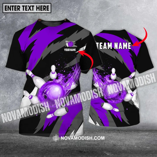 Unisex Shirt - Custom Name And Team Name Shirt Purple Bowling Ball Shirt T-shirt