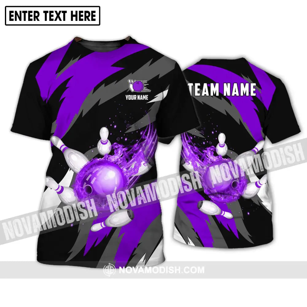 Unisex Shirt - Custom Name And Team Name Shirt Purple Bowling Ball Shirt T-Shirt / S T-shirt
