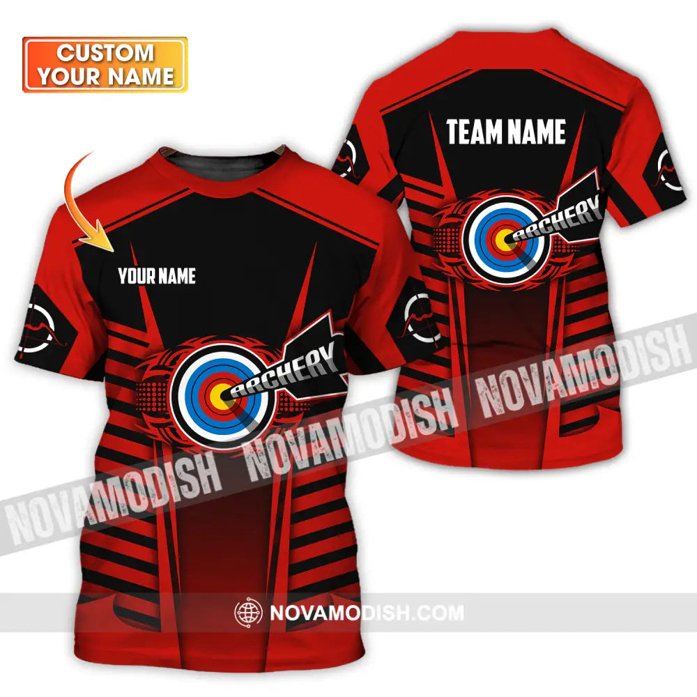 Unisex Shirt - Custom Name And Team Name Shirt Red Archery T-shirt