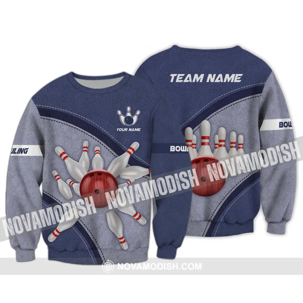 Unisex Shirt - Custom Name And Team Name Shirt Red Bowling Ball Shirt Long Sleeve / S T-shirt