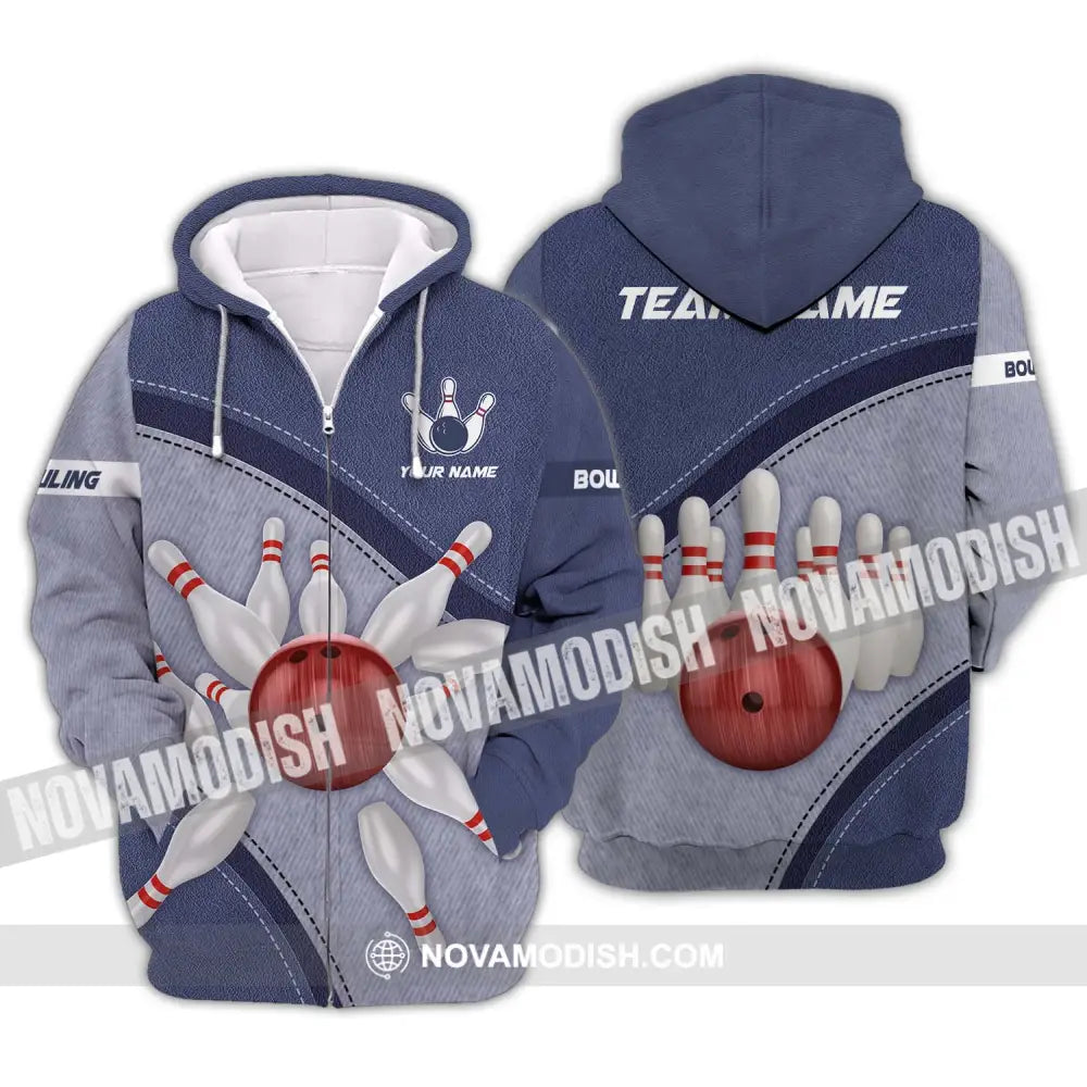 Unisex Shirt - Custom Name And Team Name Shirt Red Bowling Ball Shirt Zipper Hoodie / S T-shirt
