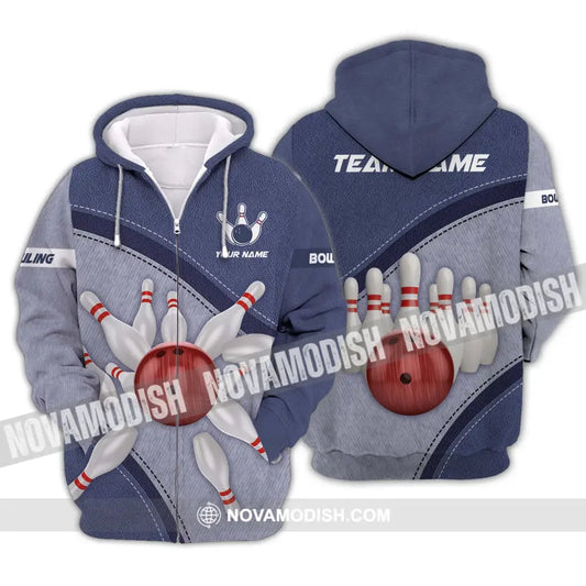 Unisex Shirt - Custom Name And Team Name Shirt Red Bowling Ball Shirt Zipper Hoodie / S T-shirt