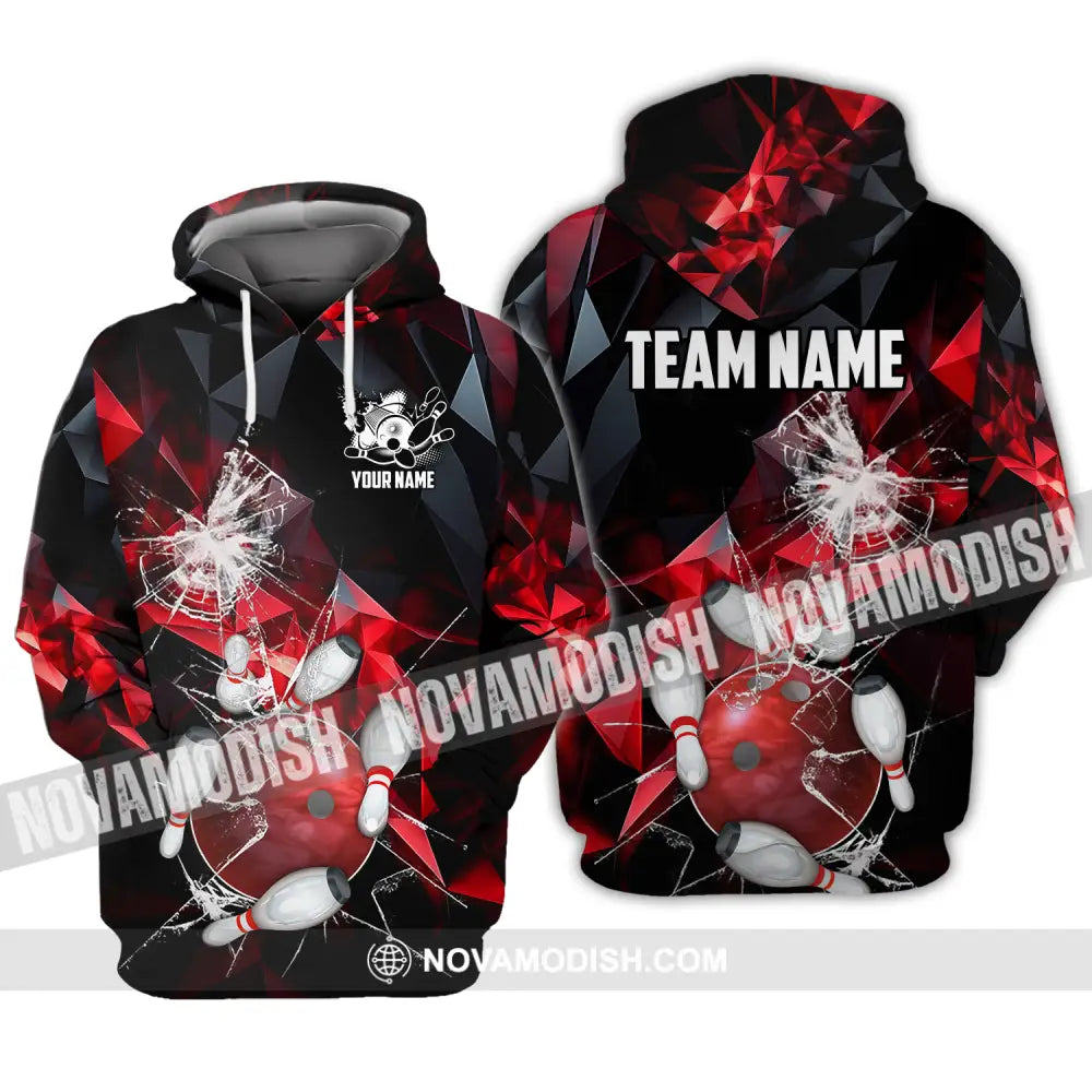 Unisex Shirt - Custom Name And Team Name Shirt Red Glasses Bowling Hoodie / S T-shirt