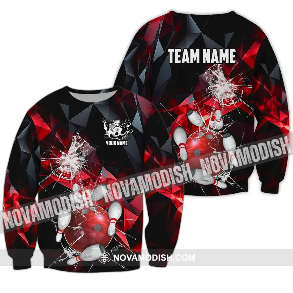 Unisex Shirt - Custom Name And Team Name Shirt Red Glasses Bowling Long Sleeve / S T-shirt