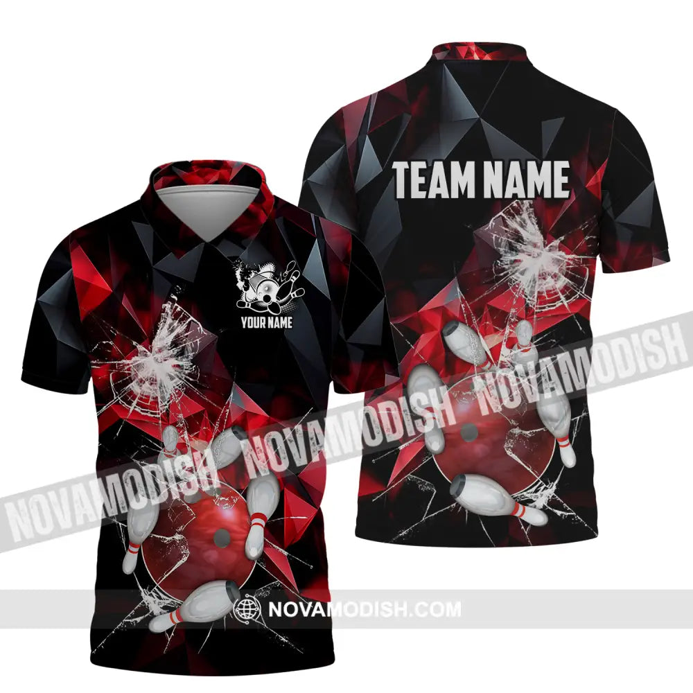 Unisex Shirt - Custom Name And Team Name Shirt Red Glasses Bowling Polo Shirt / S T-shirt