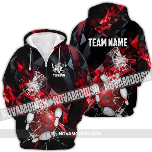 Unisex Shirt - Custom Name And Team Name Shirt Red Glasses Bowling Zipper Hoodie / S T-shirt