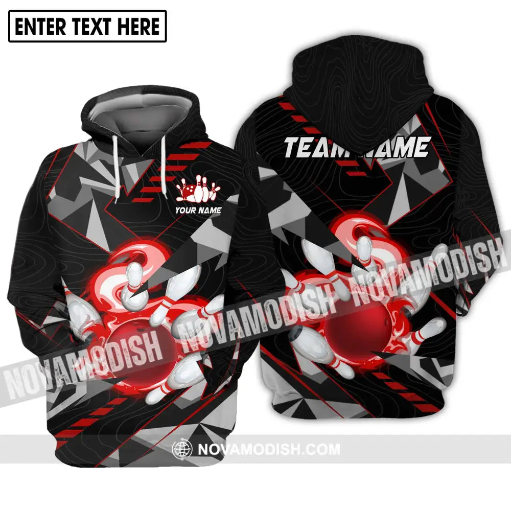 Unisex Shirt - Custom Name And Team Name Shirt Red Smoke Bowling Hoodie / S T-shirt