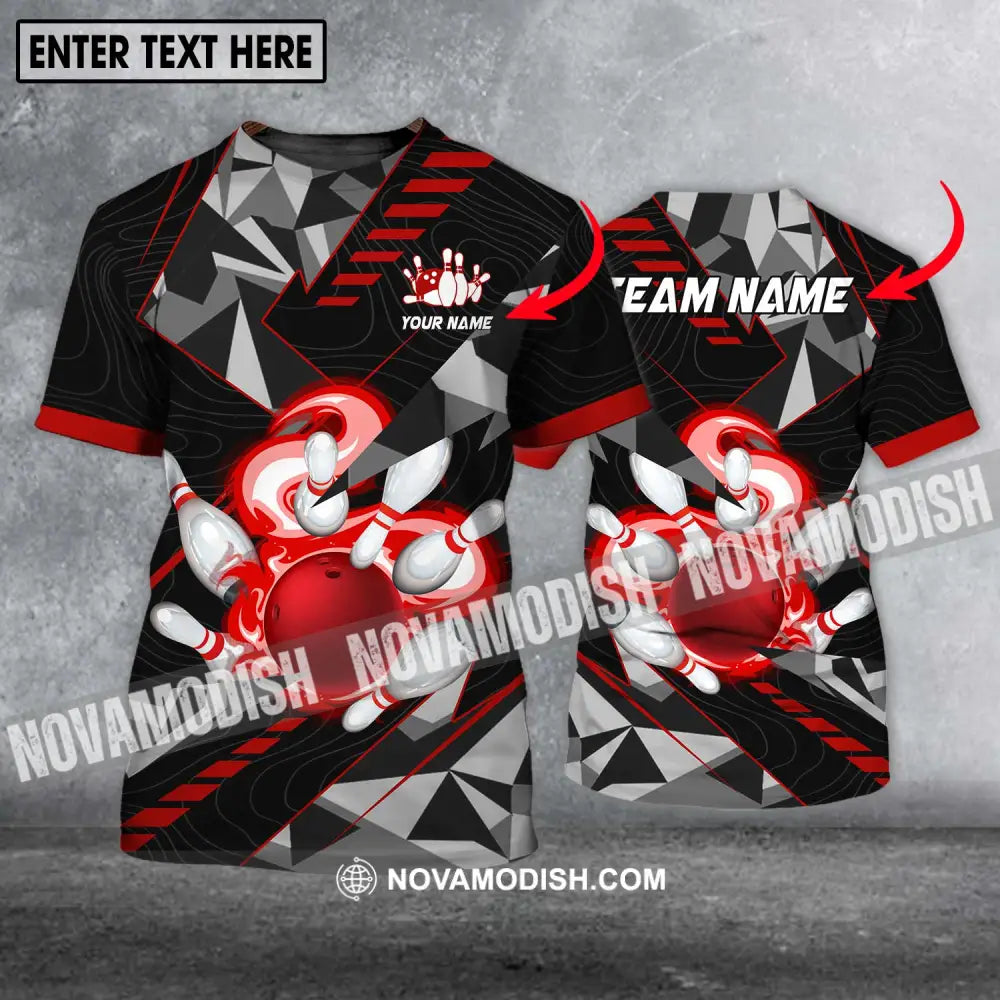 Unisex Shirt - Custom Name And Team Name Shirt Red Smoke Bowling T-shirt