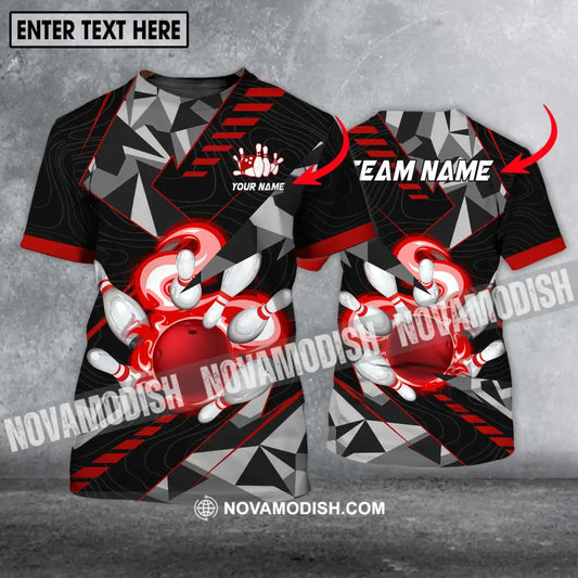 Unisex Shirt - Custom Name And Team Name Shirt Red Smoke Bowling T-shirt