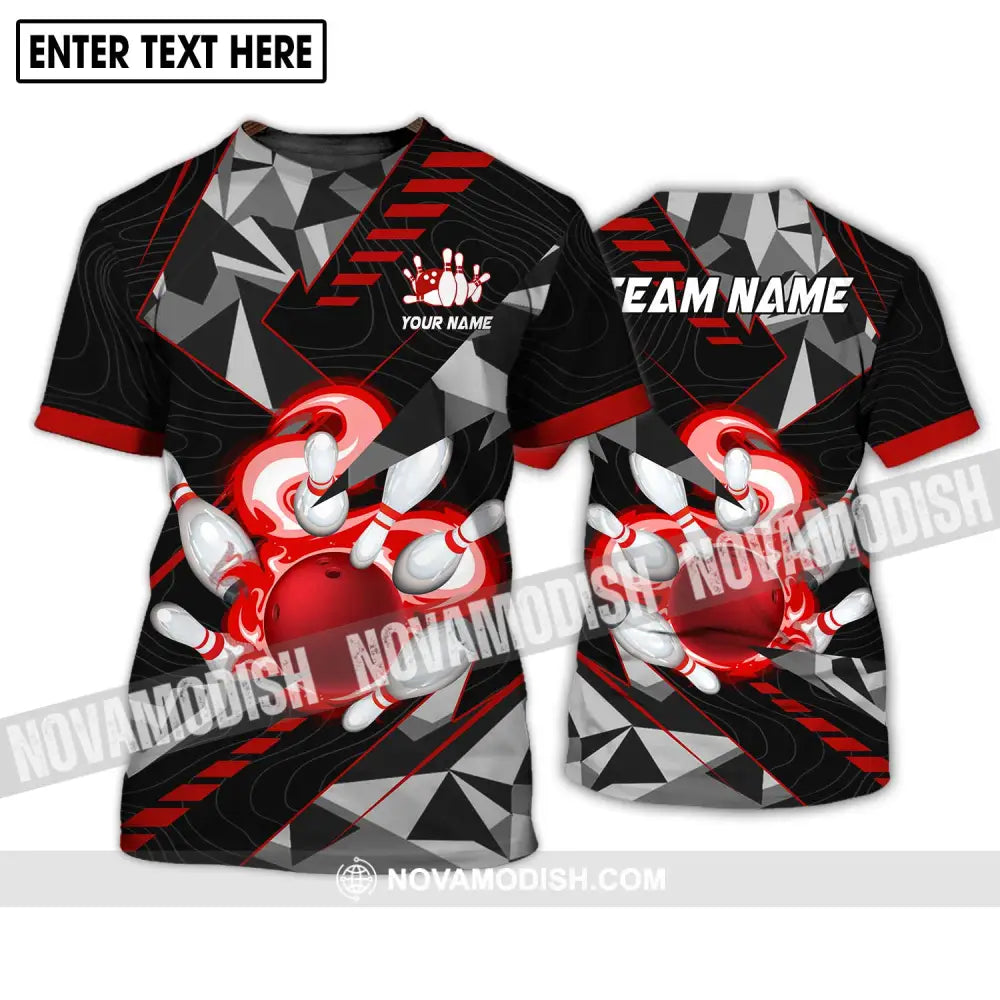 Unisex Shirt - Custom Name And Team Name Shirt Red Smoke Bowling T-Shirt / S T-shirt
