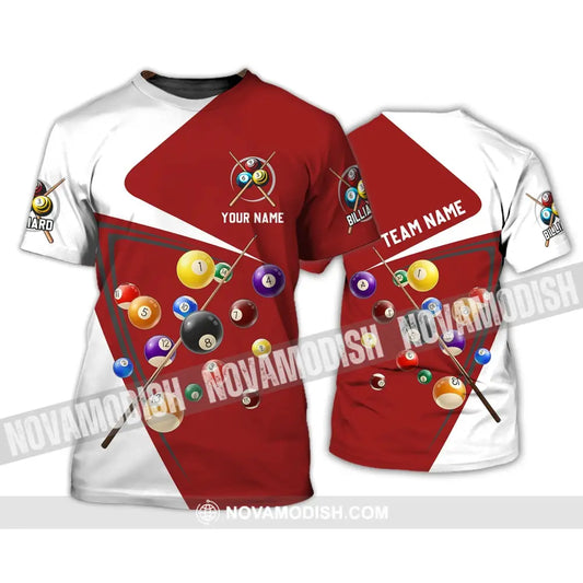 Unisex Shirt - Custom Name And Team Name Shirt - Red And White Shirt For Billiard Lover T-Shirt / S T-shirt