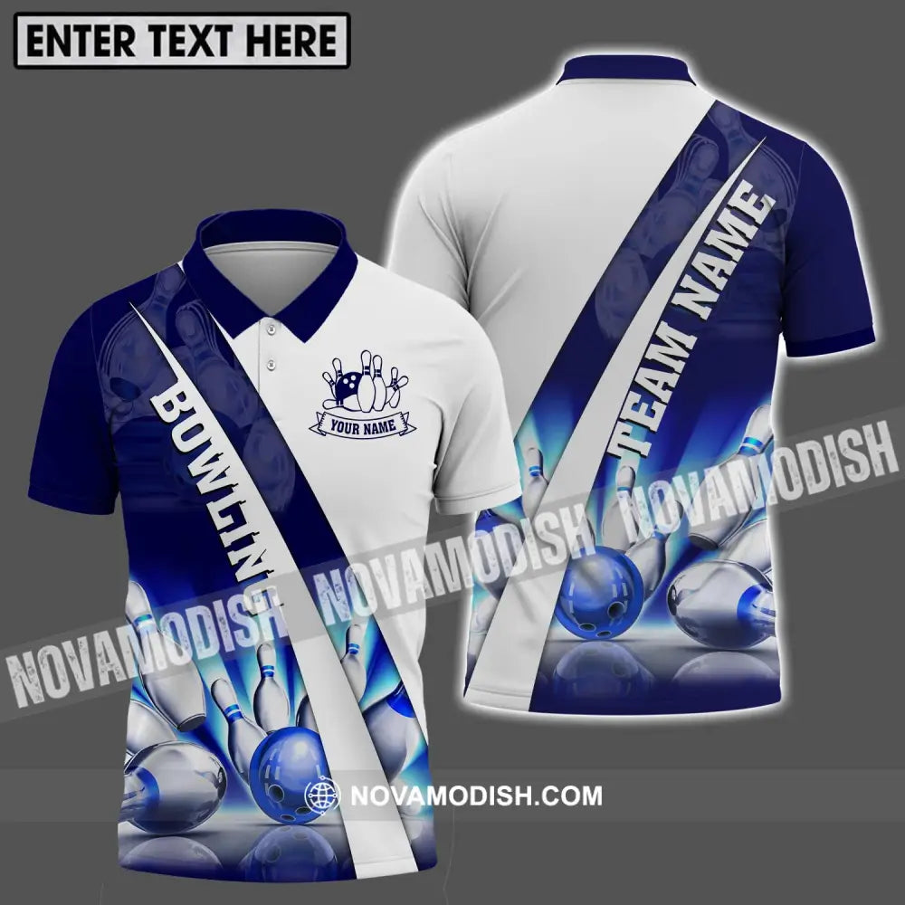 Unisex Shirt - Custom Name And Team Name Shiny Bowling Ball And Pins Shirt Polo Shirt / S T-shirt
