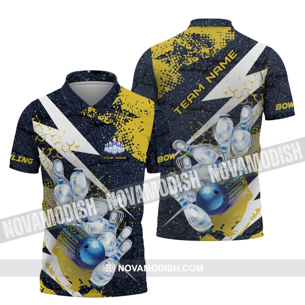 Unisex Shirt - Custom Name And Team Name Shirt Shiny Bowling Shirt Polo Shirt / S T-shirt