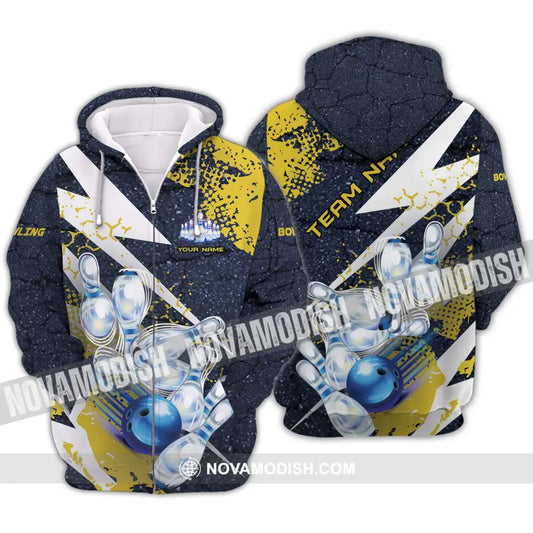 Unisex Shirt - Custom Name And Team Name Shirt Shiny Bowling Shirt Zipper Hoodie / S T-shirt