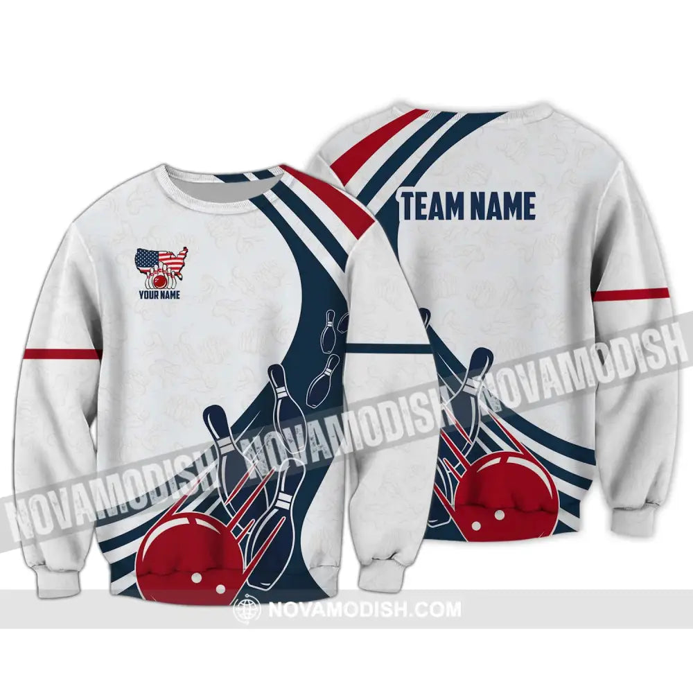 Unisex Shirt - Custom Name And Team Name Shirt Simple Bowling Ball Long Sleeve / S T-shirt