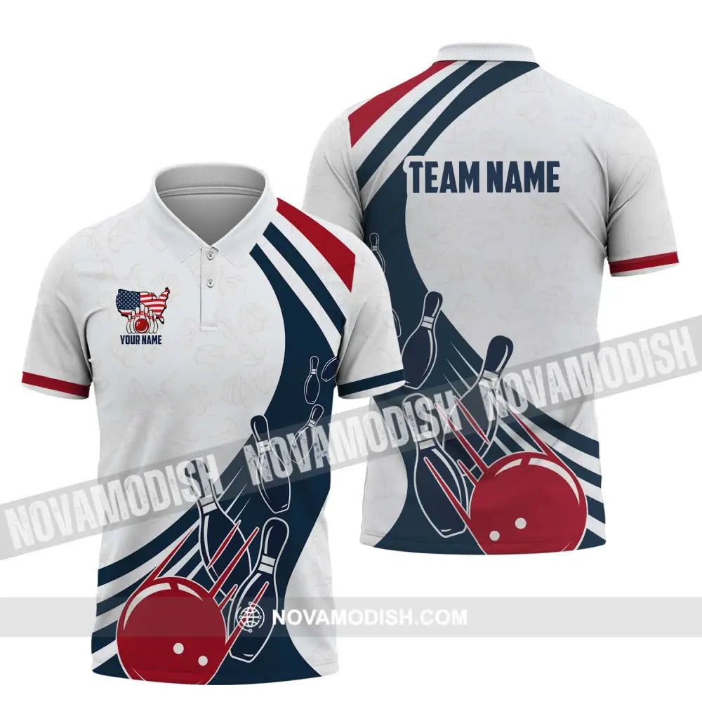 Unisex Shirt - Custom Name And Team Name Shirt Simple Bowling Ball Polo Shirt / S T-shirt