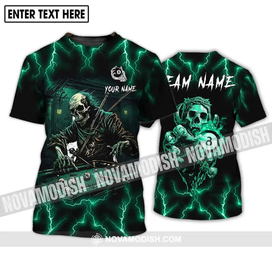 Unisex Shirt - Custom Name And Team Name Shirt Skeleton Playing Billiards T-Shirt / S T-shirt