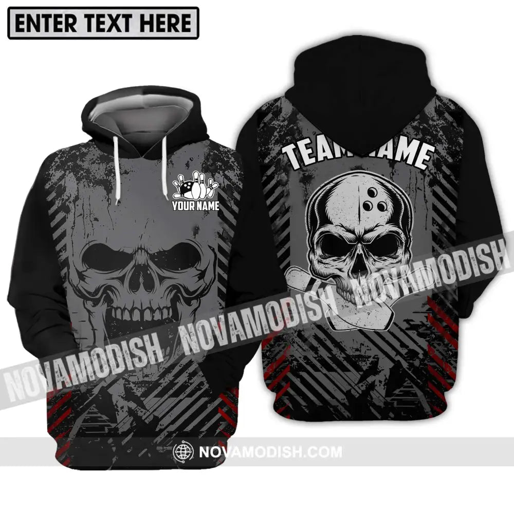 Unisex Shirt - Custom Name And Team Name Shirt Skull Bowling Shirt Hoodie / S T-shirt