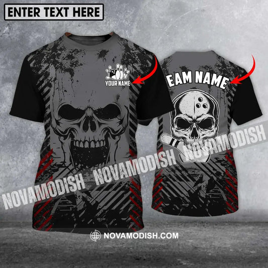 Unisex Shirt - Custom Name And Team Name Shirt Skull Bowling Shirt T-shirt