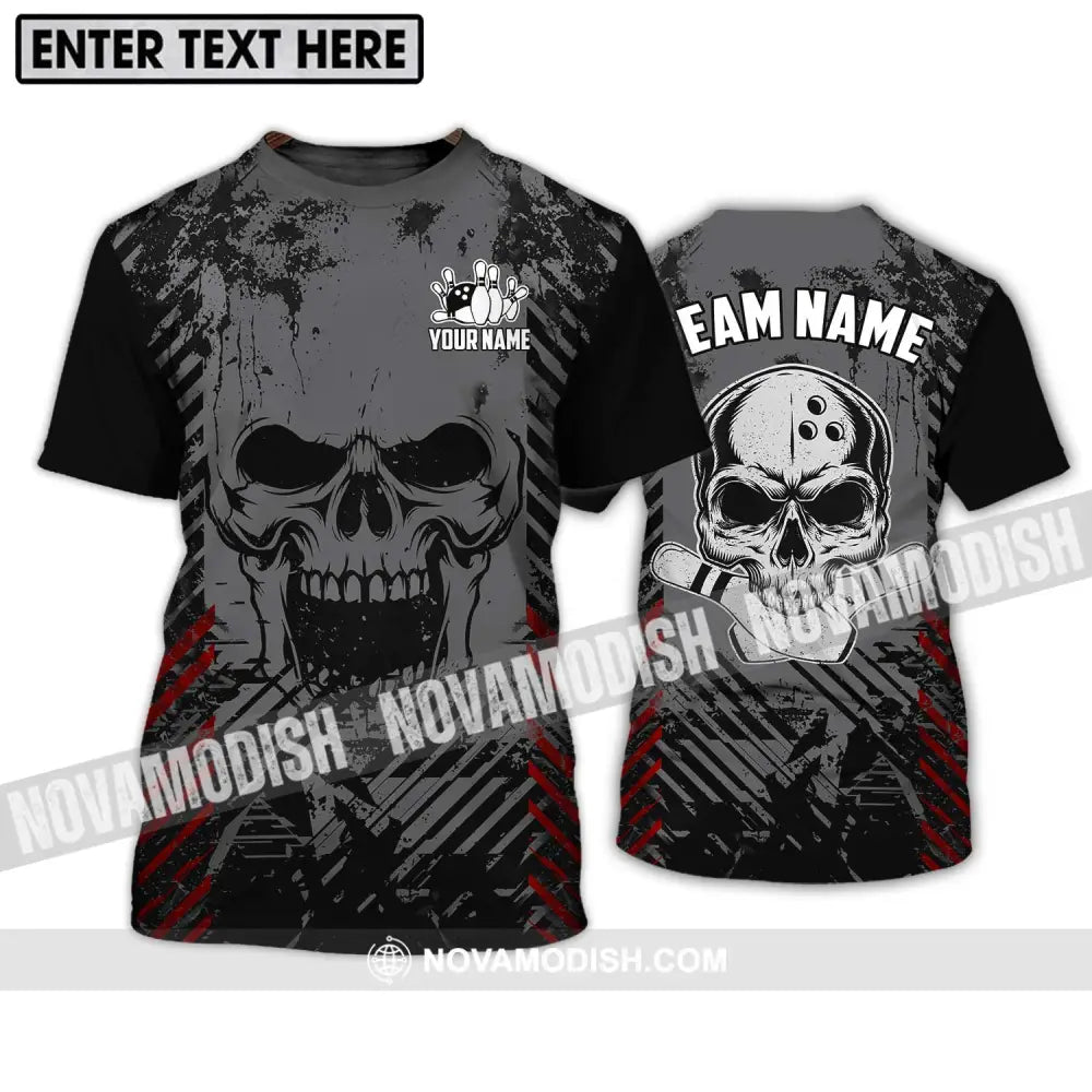 Unisex Shirt - Custom Name And Team Name Shirt Skull Bowling Shirt T-Shirt / S T-shirt