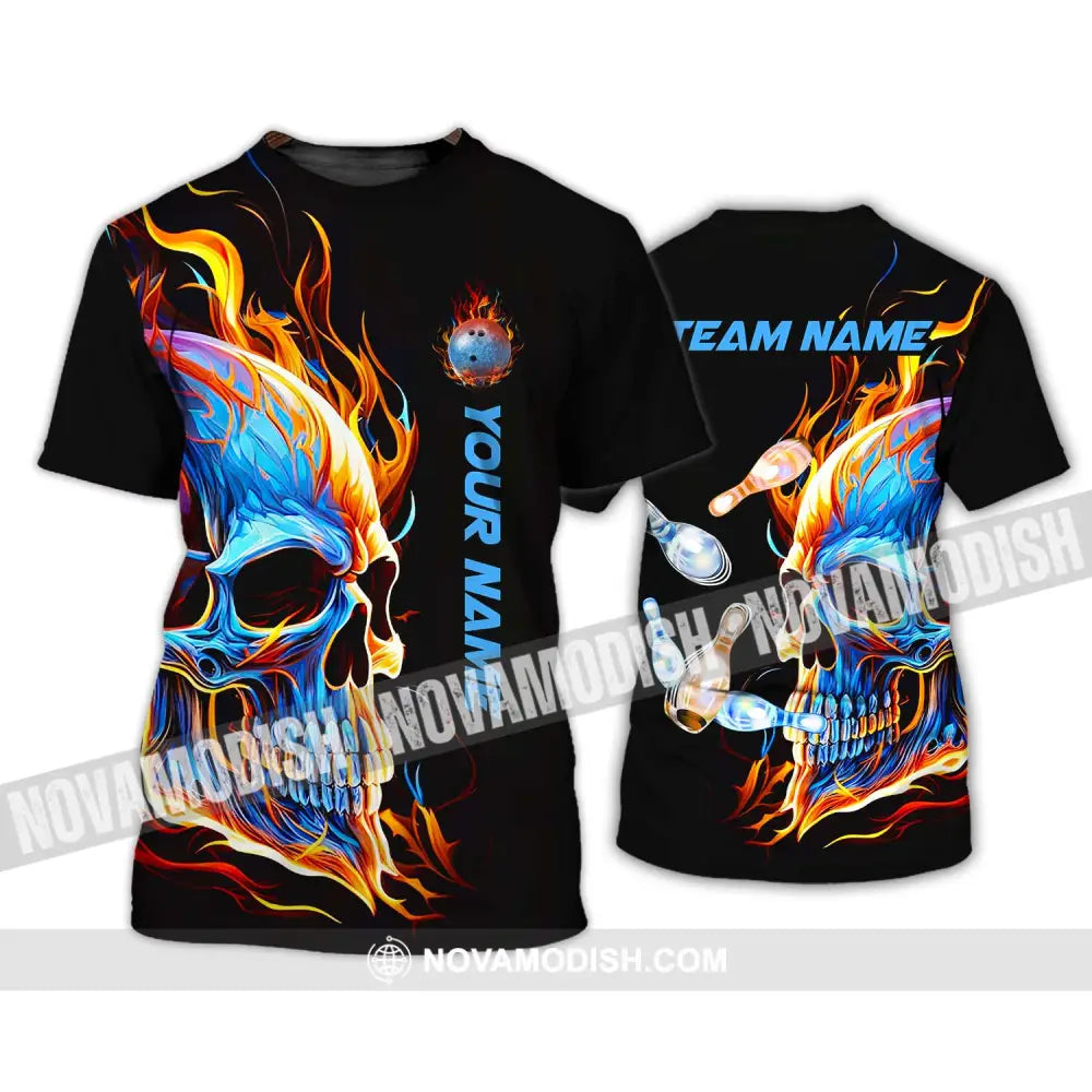 Unisex Shirt - Custom Name And Team Name Shirt Skull Ice Fire Bowling T-Shirt / S T-shirt