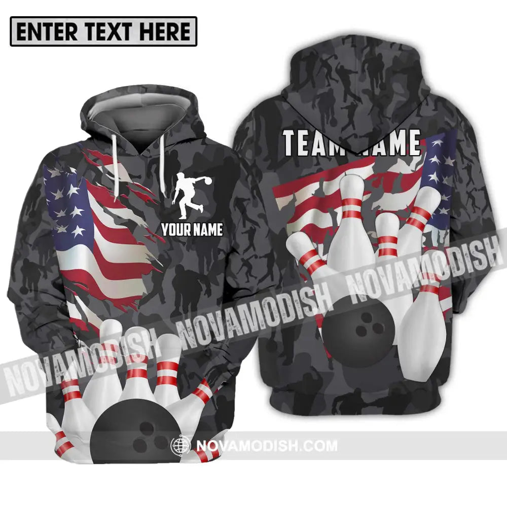 Unisex Shirt - Custom Name And Team Name Sport Shirt America Bowling Player Hoodie / S T-shirt