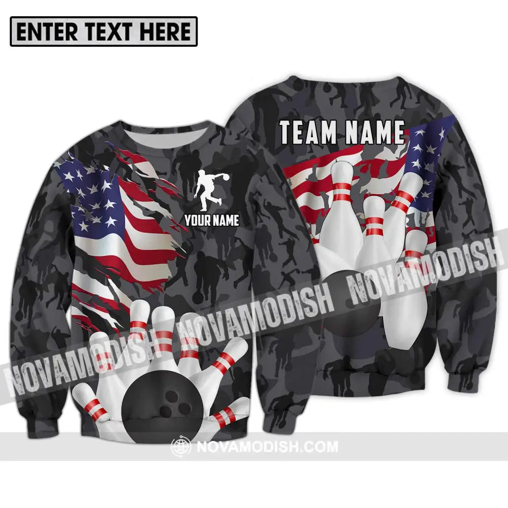 Unisex Shirt - Custom Name And Team Name Sport Shirt America Bowling Player Long Sleeve / S T-shirt