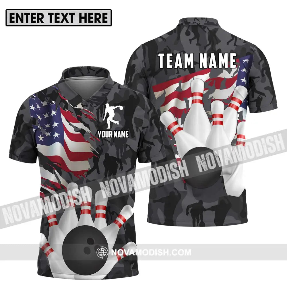 Unisex Shirt - Custom Name And Team Name Sport Shirt America Bowling Player Polo Shirt / S T-shirt