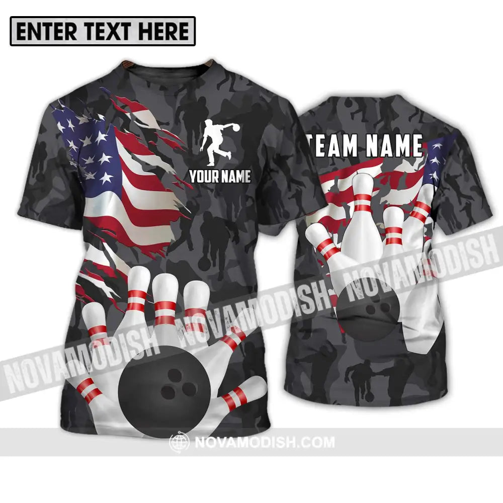 Unisex Shirt - Custom Name And Team Name Sport Shirt America Bowling Player T-Shirt / S T-shirt