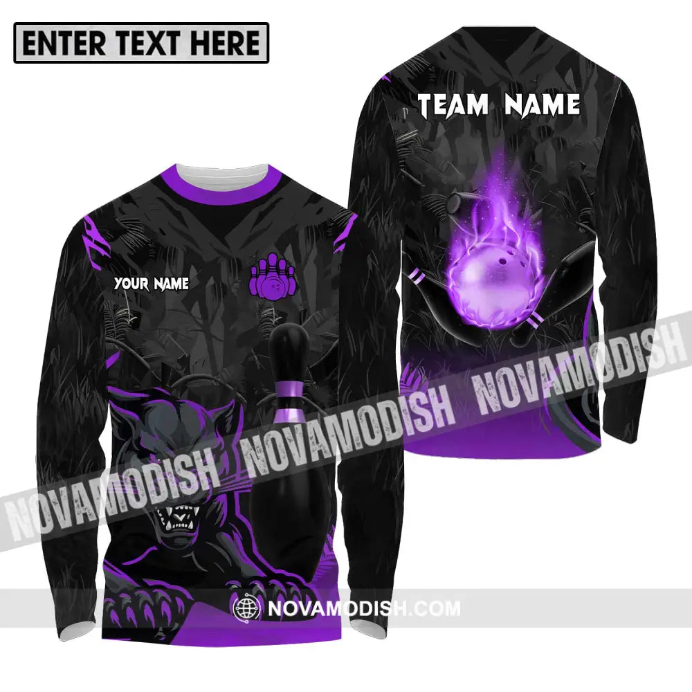 Unisex Shirt - Custom Name And Team Name Sport Shirt Black Panther Bowling Long Sleeve Shirt / S T-shirt