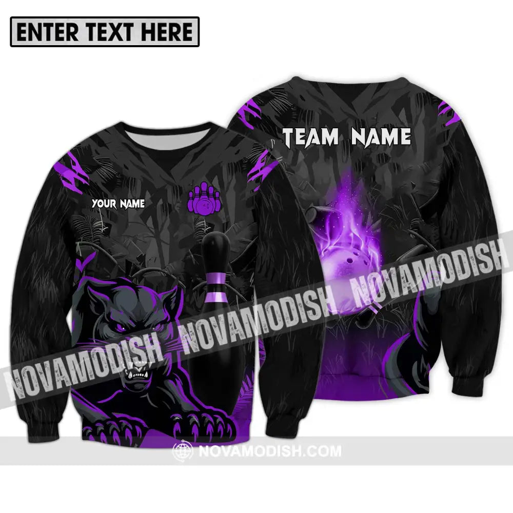 Unisex Shirt - Custom Name And Team Name Sport Shirt Black Panther Bowling Long Sleeve / S T-shirt